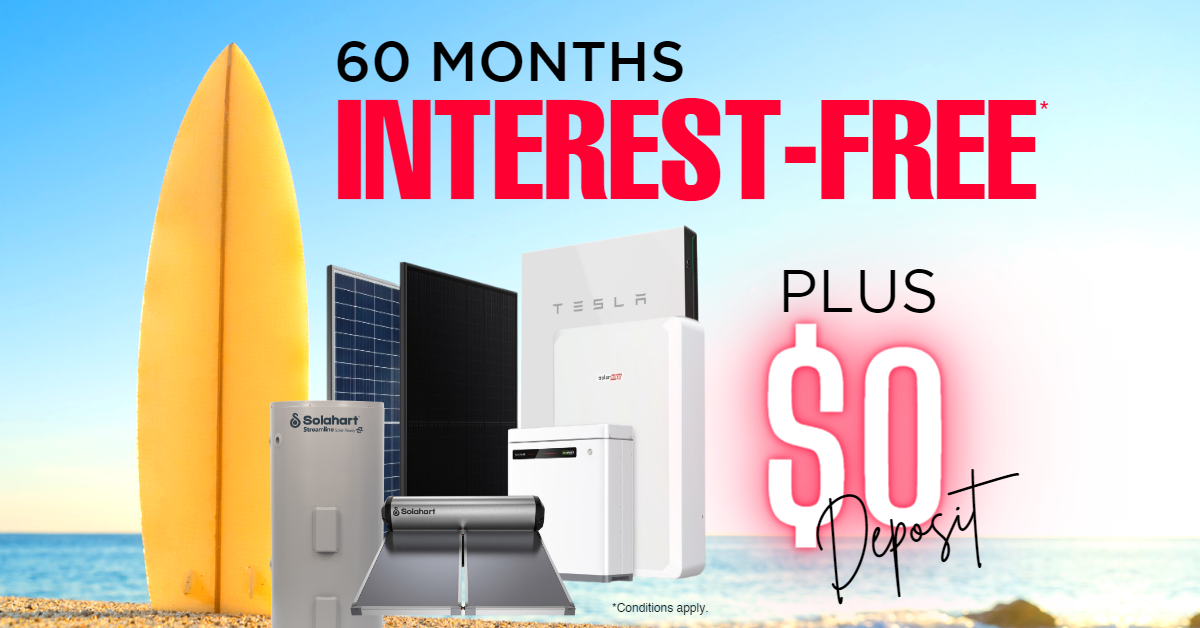 60 months interest free finance on Solahart residential solar power products from Solahart Gympie