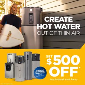 Get $500 off any Solahart Heat Pump