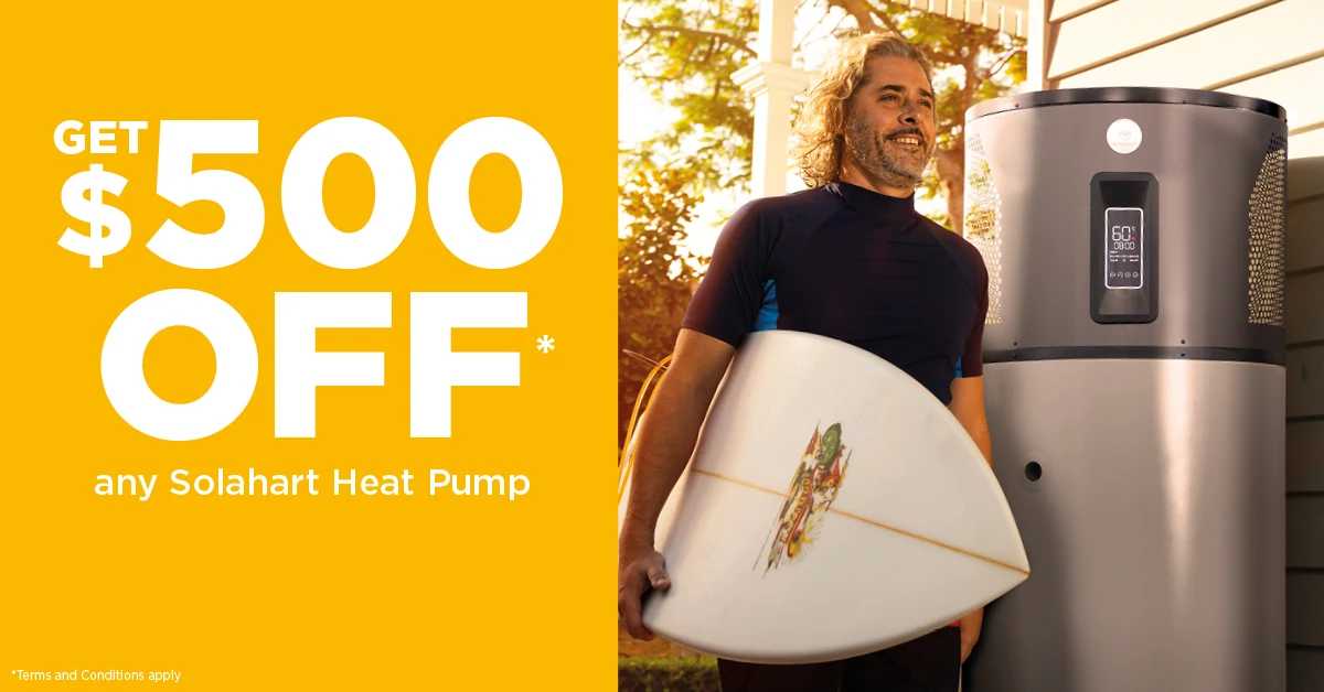 Get $500 off any Solahart Heat Pump