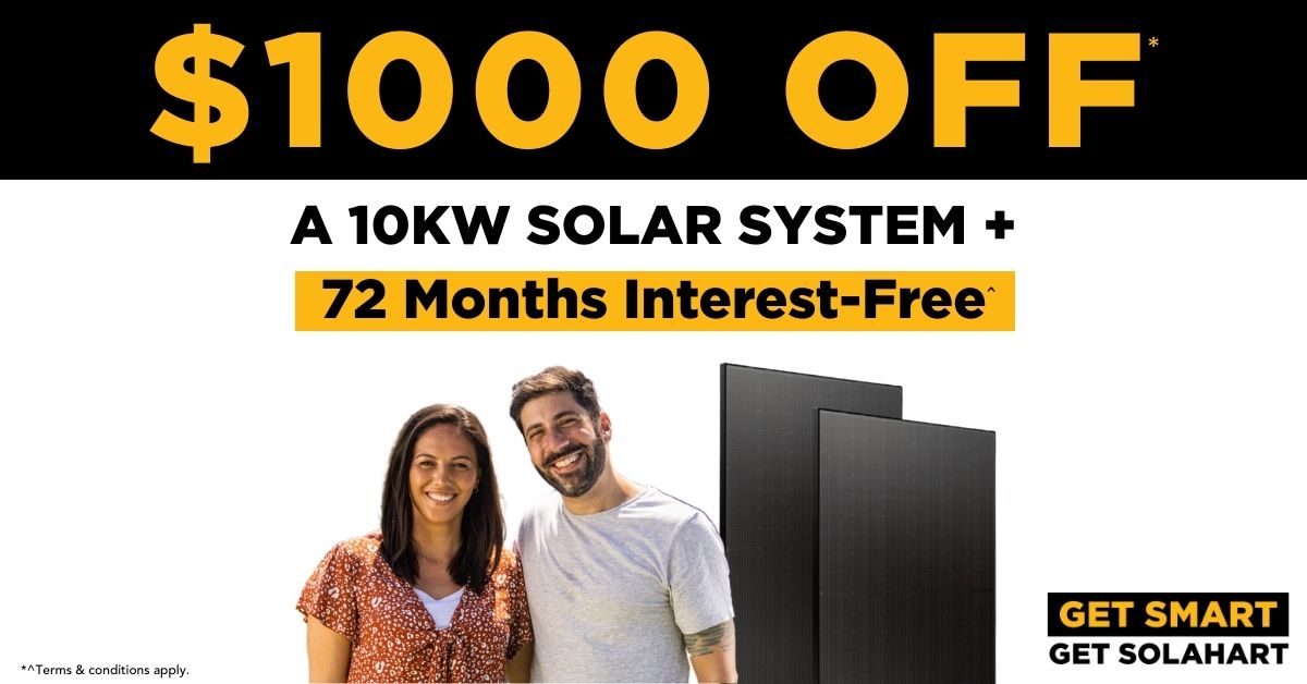 Save $1000 on a 10kw solar power system from Solahart Gympie